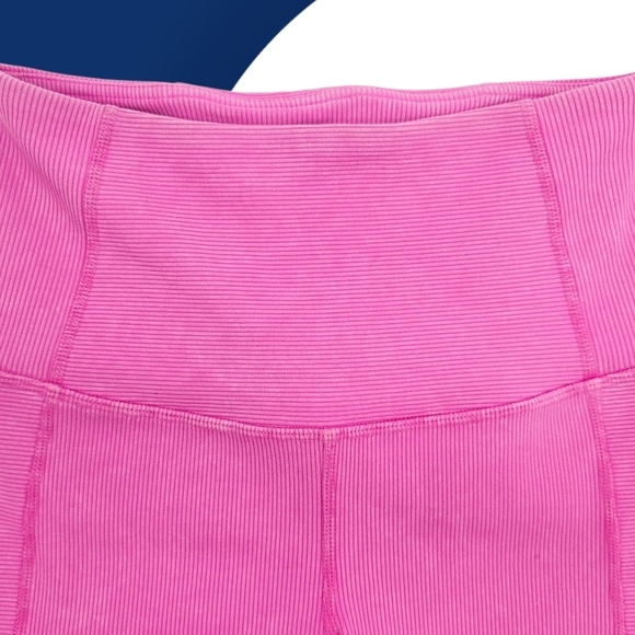 Zella Pink Ribbed Biker Yoga Gym Shorts XS High Waist Stretchy w/ Back Pocket - Picture 8 of 14